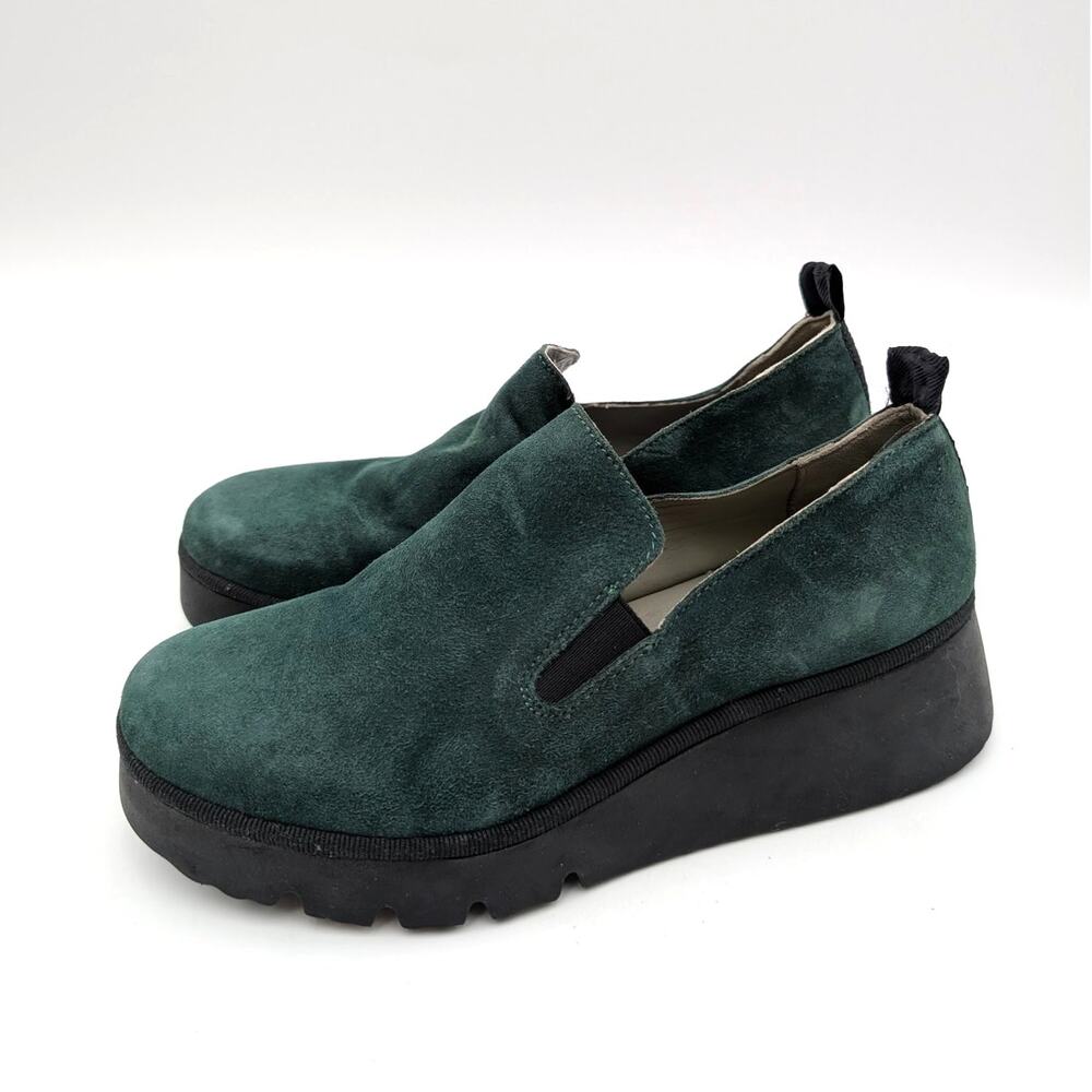 Fly London Pece Wedge Loafer Shoes Women's Forest Green Size US6.5 EU37a